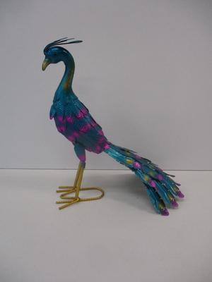 Multi-color Metallic Peacock Figure 15" Tall