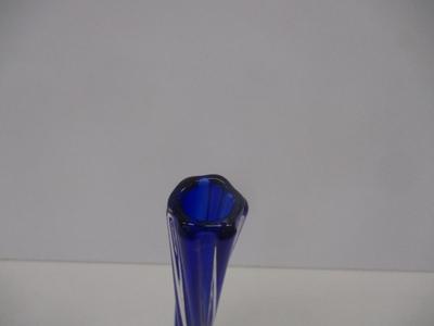 Spiral Swirl 11 3/4" Cobalt Blue Clear Glass Bud Vase