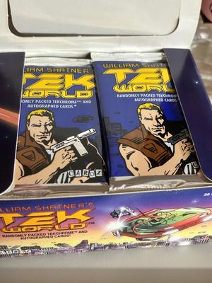 WILLIAM SHATNER TRADING CARDS, 1984 STAR TREK COLLECTIBLE GLASSES AND MORE