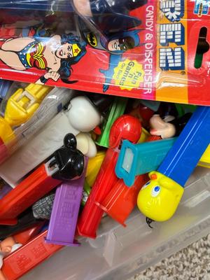 79 LOOSE PEZ, 16 PEZ ON CARDS, 26 PEZ IN PACKAGES