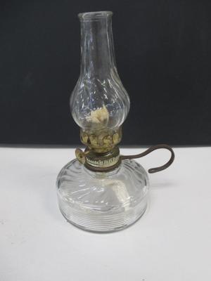 Vintage Clear Oil Swirl Design Finger Lamp 6" Tall