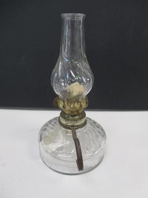 Vintage Clear Oil Swirl Design Finger Lamp 6" Tall