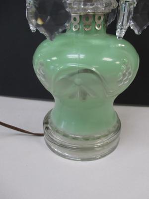 Leviton Glass Boudior Style Lamps Hurricane Shades Chandelier Green