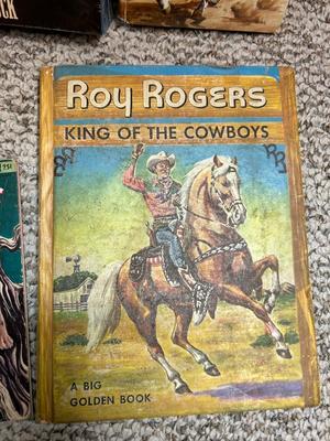 ROY ROGERS BOOKS, TRADING CARDS AND WALL CLOCK