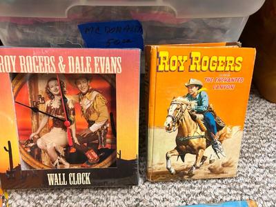ROY ROGERS BOOKS, TRADING CARDS AND WALL CLOCK