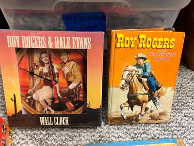 ROY ROGERS BOOKS, TRADING CARDS AND WALL CLOCK