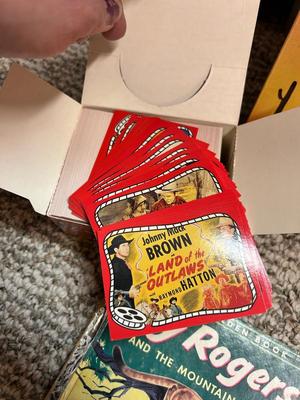 ROY ROGERS BOOKS, TRADING CARDS AND WALL CLOCK