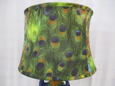 Antique Triple Peacock Art Nouveau Pottery Stand & Lamp Shade Table Lamp
