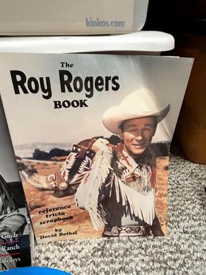 ROY ROGERS LITERATURE, WALL CLOCK AND COLLECTIBLE TIN