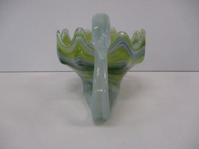 Vintage Sooner Art Glass Swan Vase Bowl Hand Blown