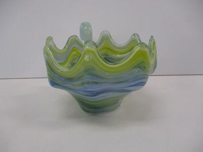 Vintage Sooner Art Glass Swan Vase Bowl Hand Blown