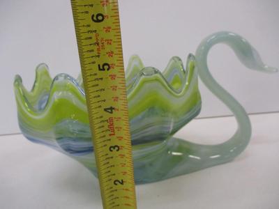 Vintage Sooner Art Glass Swan Vase Bowl Hand Blown