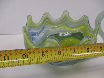 Vintage Sooner Art Glass Swan Vase Bowl Hand Blown