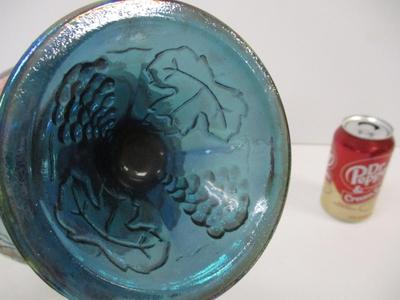 Vintage 1970's Indiana Blue Carnival Glass Jar Pedestal Candy Dish