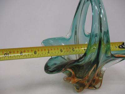Vintage Murano Style Brown To Blue Glass Basket