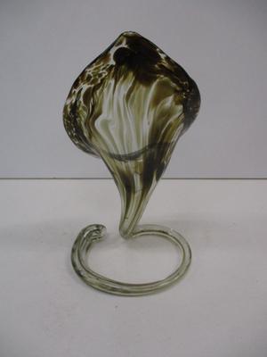 Vintage Hand Blown Swirl Calla Lily Sculpture Vase Decor