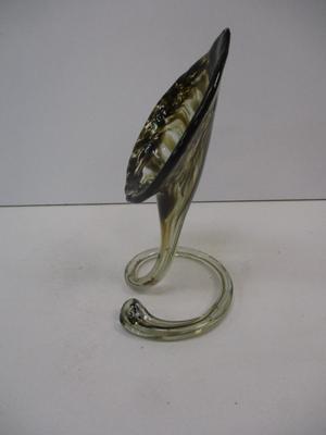 Vintage Hand Blown Swirl Calla Lily Sculpture Vase Decor