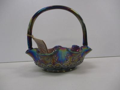 Carnival Glass Iridescent Fenton Basket Stamped