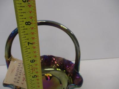 Carnival Glass Iridescent Fenton Basket Stamped
