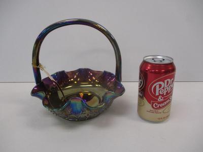 Carnival Glass Iridescent Fenton Basket Stamped