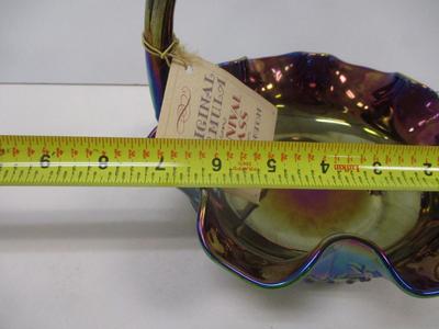 Carnival Glass Iridescent Fenton Basket Stamped