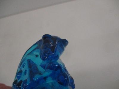 Fenton Art Glass Blue Cat Head Hobnail Shoe