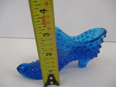 Fenton Art Glass Blue Cat Head Hobnail Shoe