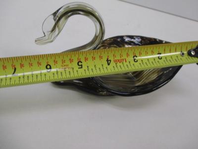 Vintage Murano Hand Blown Light Olive Glass Swan