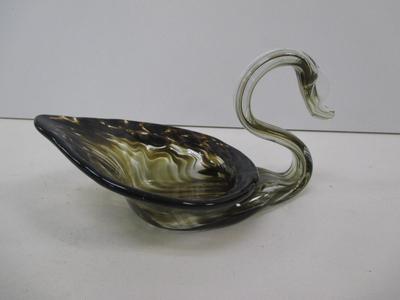 Vintage Murano Hand Blown Light Olive Glass Swan