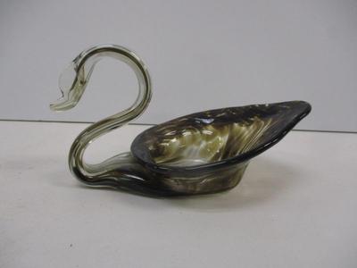 Vintage Murano Hand Blown Light Olive Glass Swan