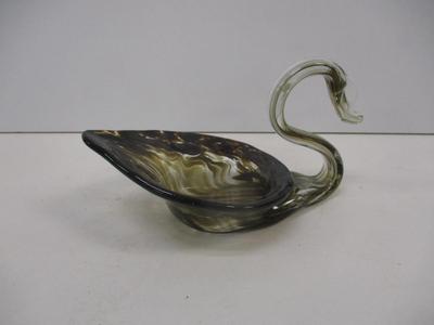 Vintage Murano Hand Blown Light Olive Glass Swan