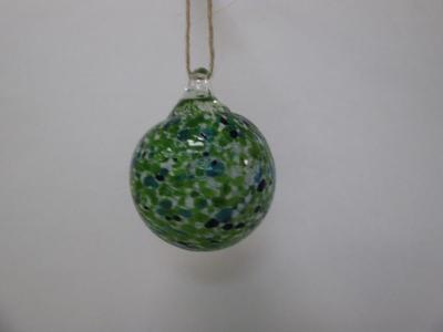Hand Blown Green & Blue Glass Ornament