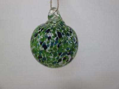 Hand Blown Green & Blue Glass Ornament