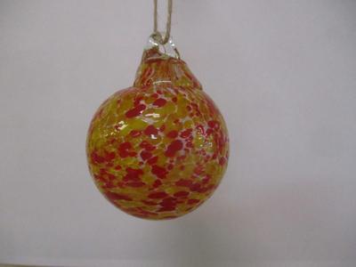 Hand Blown Red & Yellow Glass Ornament