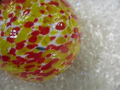Hand Blown Red & Yellow Glass Ornament