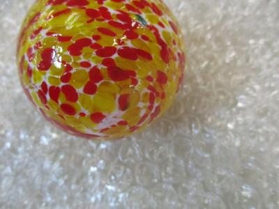 Hand Blown Red & Yellow Glass Ornament
