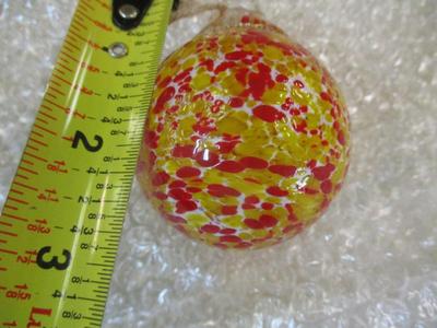Hand Blown Red & Yellow Glass Ornament