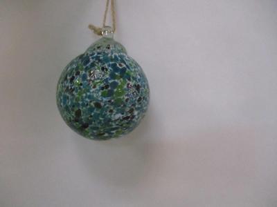 Hand Blown Blue & Green Glass Ornament