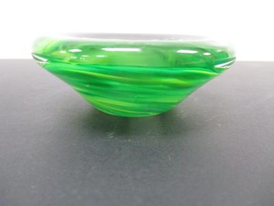 Kosta Boda Green Swirl Art Glass Small Bowl