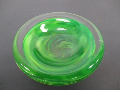 Kosta Boda Green Swirl Art Glass Small Bowl