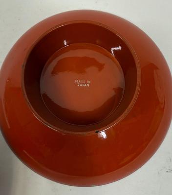 Japanese Lacquer Bowl with Lid orange and black chinoiserie