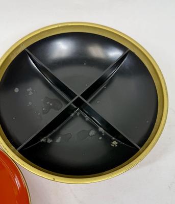 Japanese Lacquer Bowl with Lid orange and black chinoiserie