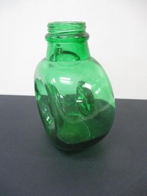 Vintage Green Glass With Handle & Raised Emblem