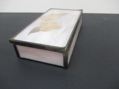 Stained Glass Trinket Box With Inlaid Flowers
