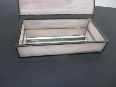 Stained Glass Trinket Box With Inlaid Flowers