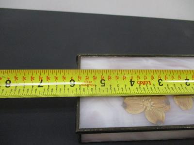 Stained Glass Trinket Box With Inlaid Flowers