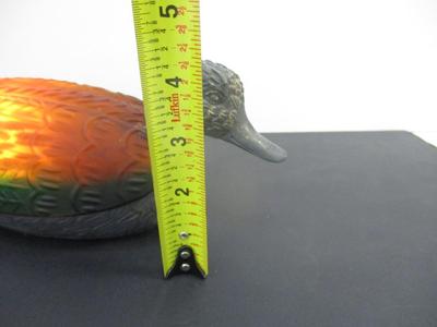 Amber Glass Duck Mallard Brass Night Light