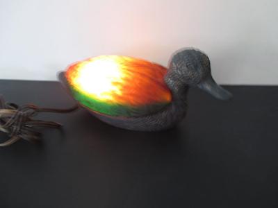 Amber Glass Duck Mallard Brass Night Light