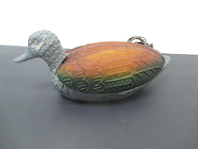 Amber Glass Duck Mallard Brass Night Light