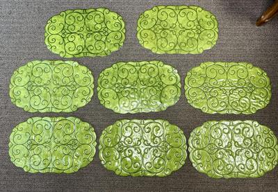 Vintage Lot placemats, avocado green vinyl set of 8 soooo 70’s